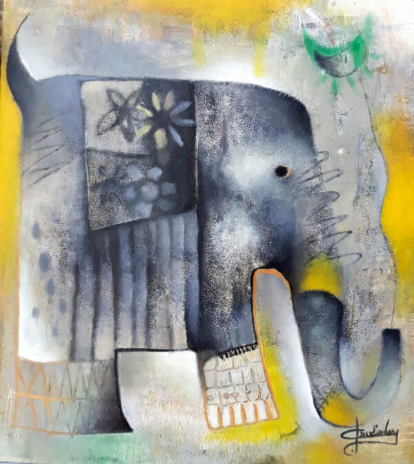 Original Oil Chiquito on Paper 10 x 10 without Frame by Claudia Nery