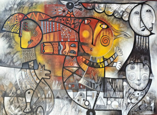 Original Oil Veloz on Canvas 43 x 60 without Frame by Claudia Nery